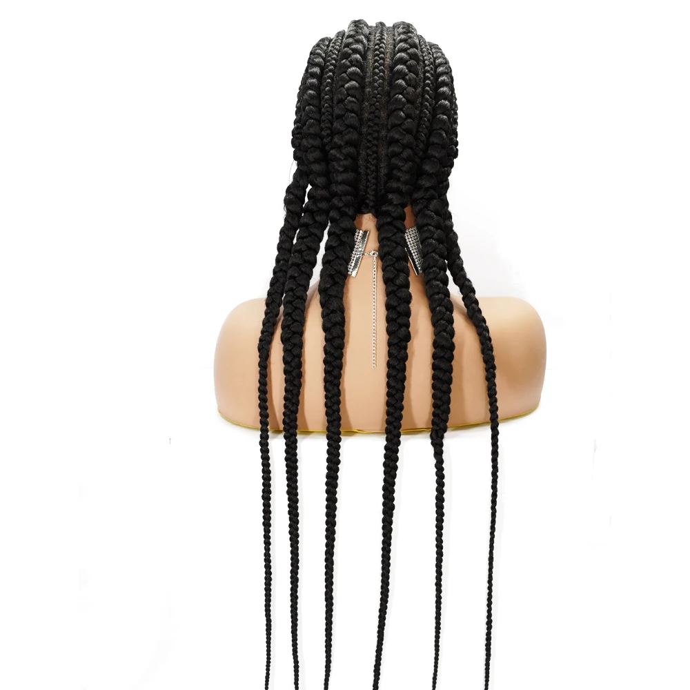 

Box Braid Lace Wigs Synthetic Hair 6 Braided Lace Wigs African Women tresse perruque pleine dentelle avec des cheveux de bebe, Picture