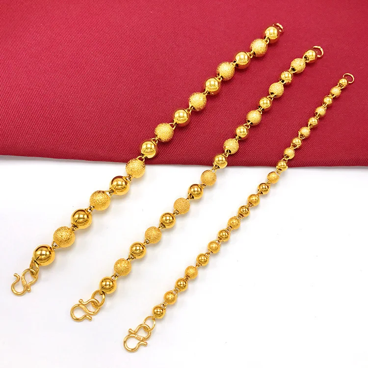 

Ladies Fashion Round Bead BraceletsGold Plated Stall Small Jewelry Solid Smooth Frosted Bracelet Source