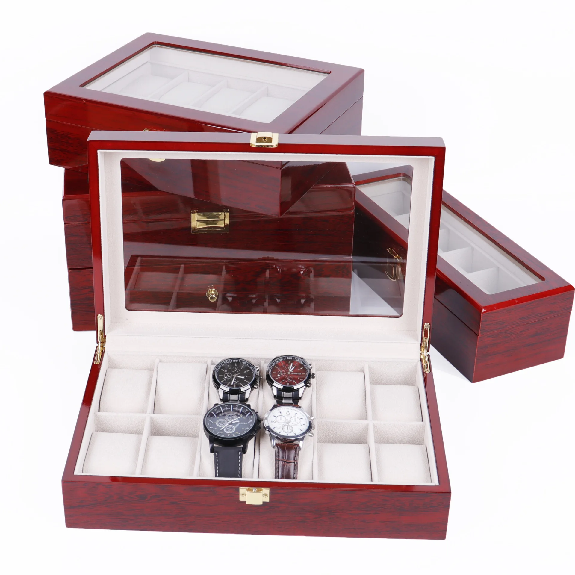 

costomized blank wooden watch organiz box wood watch box packaging luxury, Red