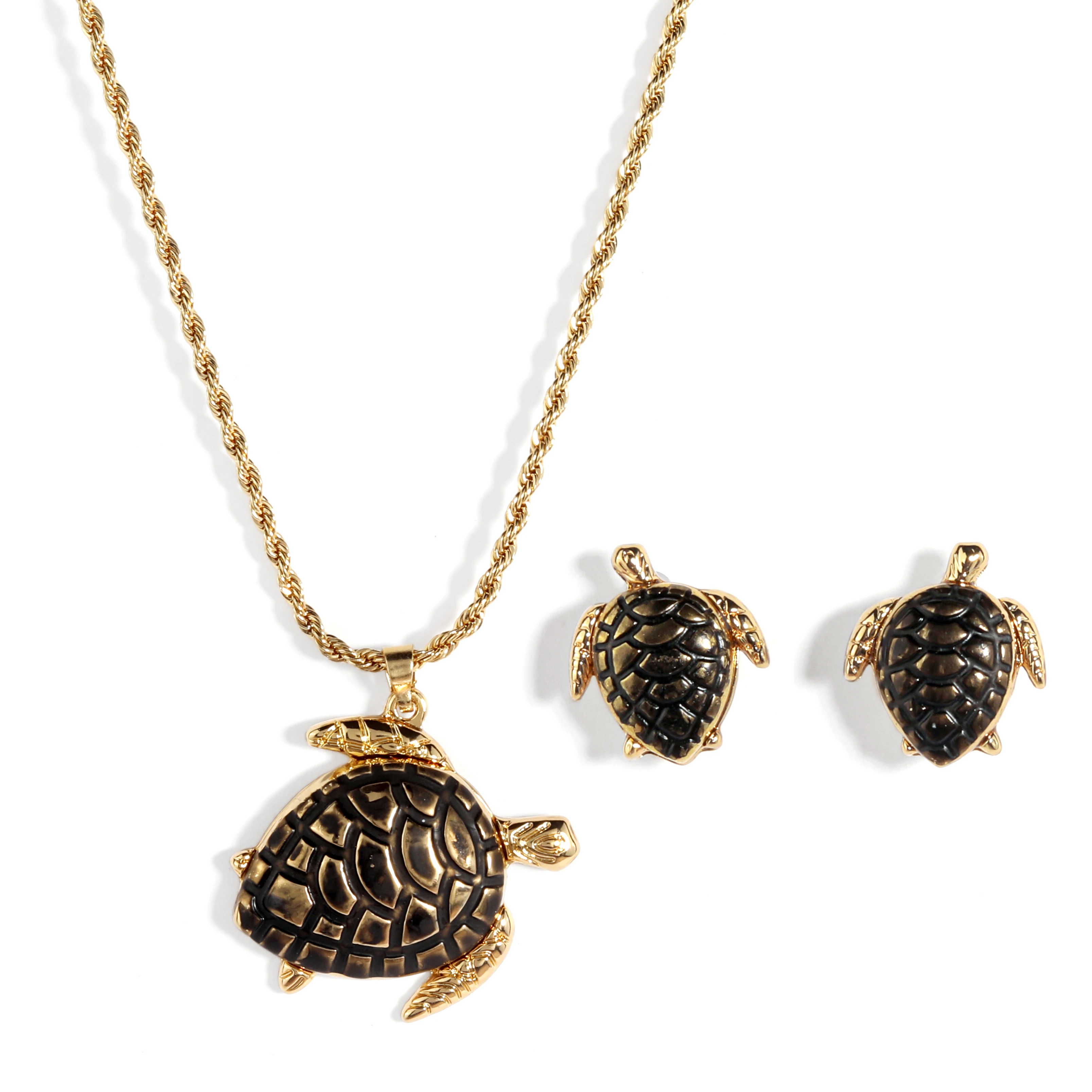 Wholesale Hawaiian Samoa Island Style Jewelry Set Alloy Turtle Design Necklace Earrings Gift Party