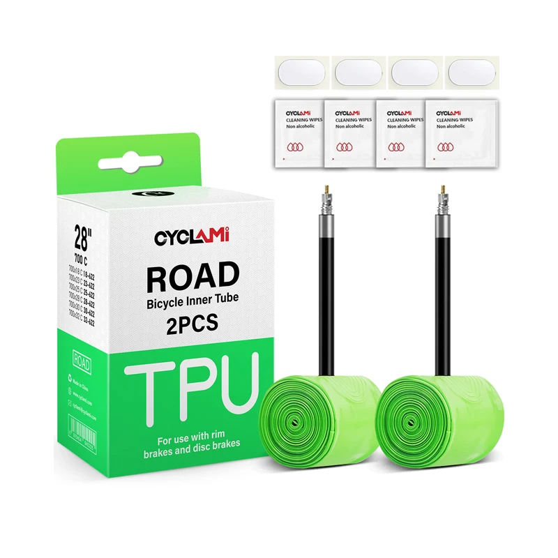 CYCLAMI 30g TPU Tube Bicycle Inner Tube Ultralight 700C 18-32 Road Presta Valve 45/65/85mm Length for 2Pcs Bike Tire