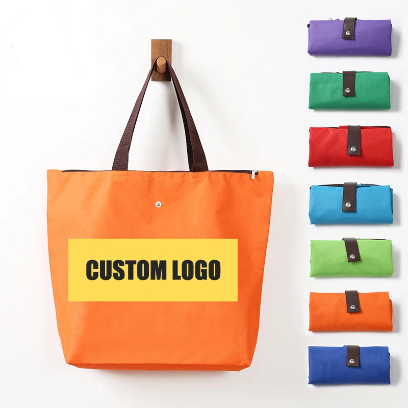 

Promotion Advertising Waterproof Oxford Cloth Blank Folding Shopping Bag Custom Printed Logo Roll Up Tote Bag, Blue,red,green,purple