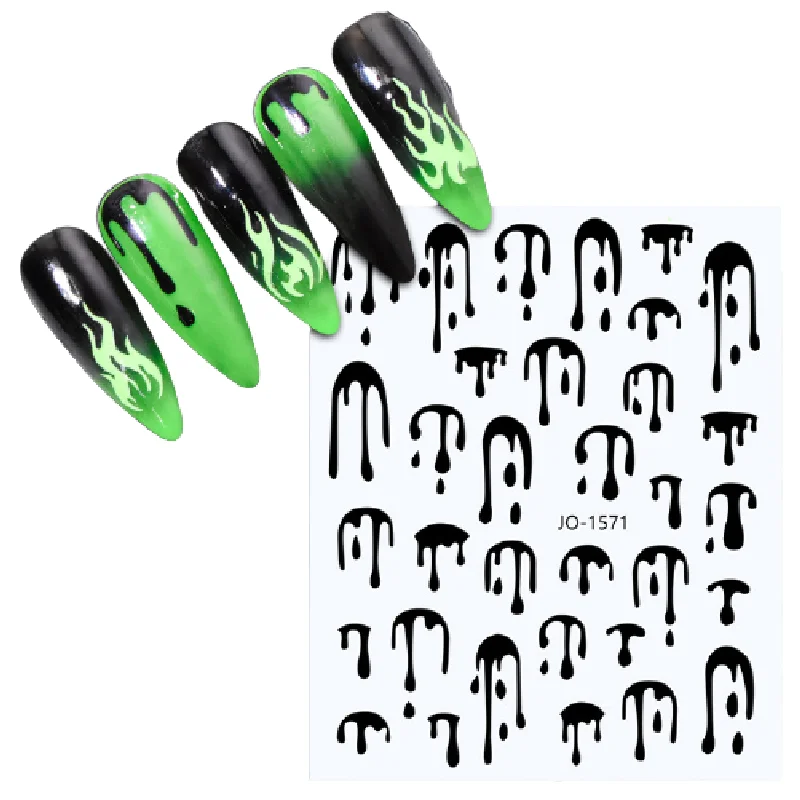 

Free Shipping Nail Products Fashion 3D Water Drop Laser Flame Luminous Nail Sticker, As shown in the figure
