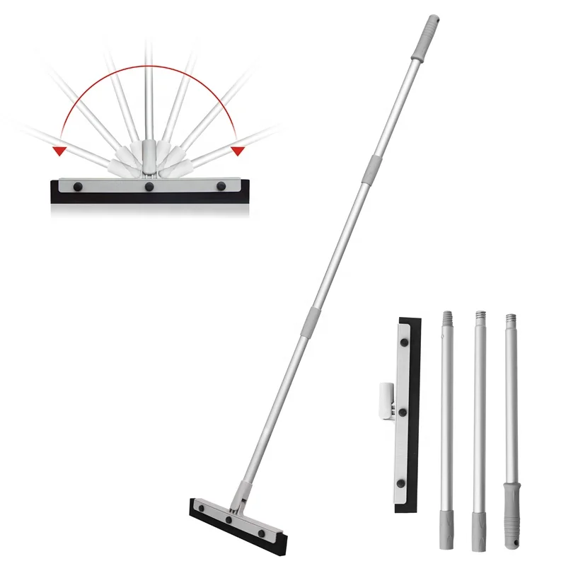 

Quality floor squeegee home flexible floor cleaning wiper with aluminium telescopic extension pole for bathroom