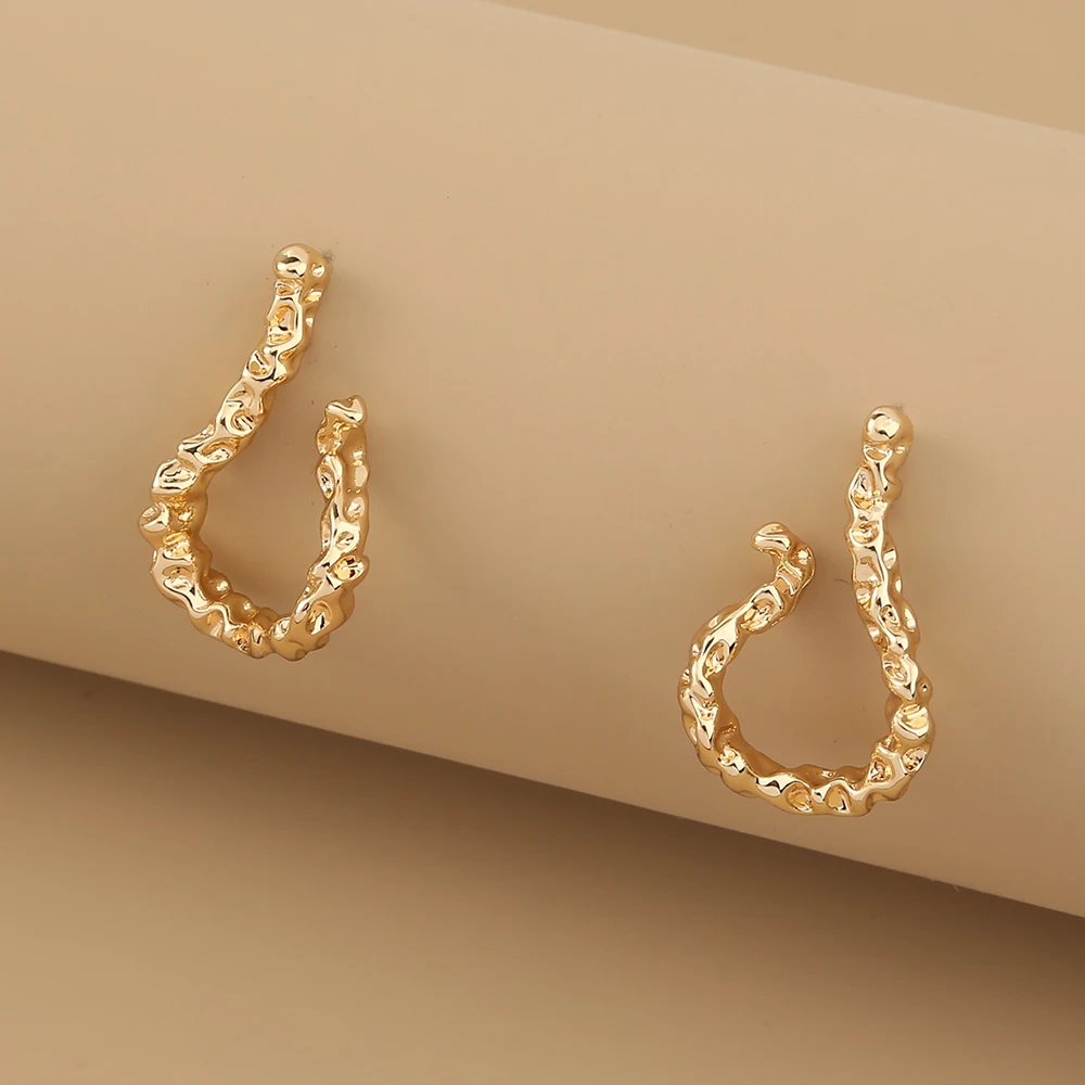 

Irregular Personality Style Gold Plated U Shape Woman Jewelry Earrings