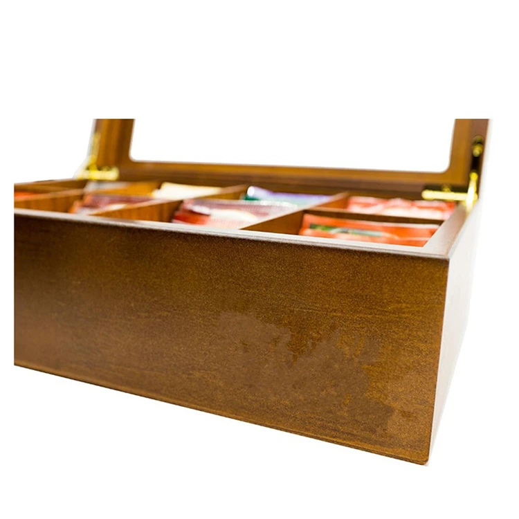 wooden tea box with tea