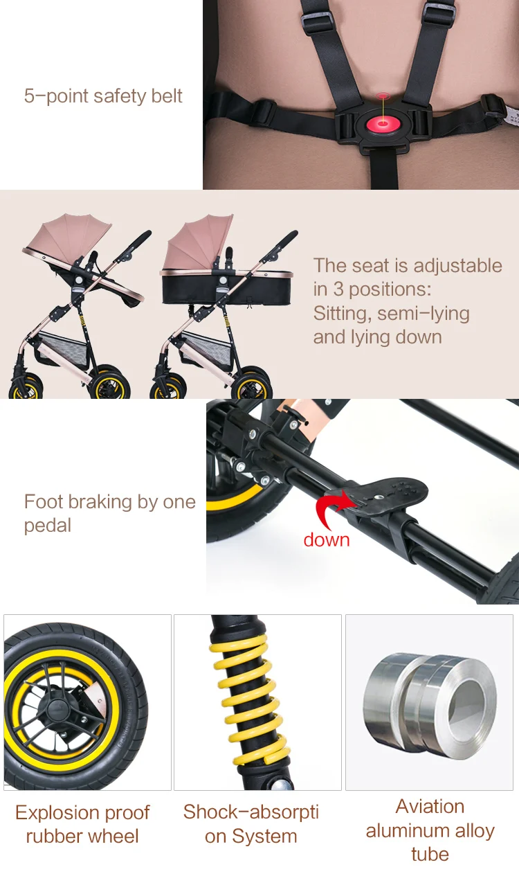 Anti-explosion Wheels High Landscape Baby Stroller