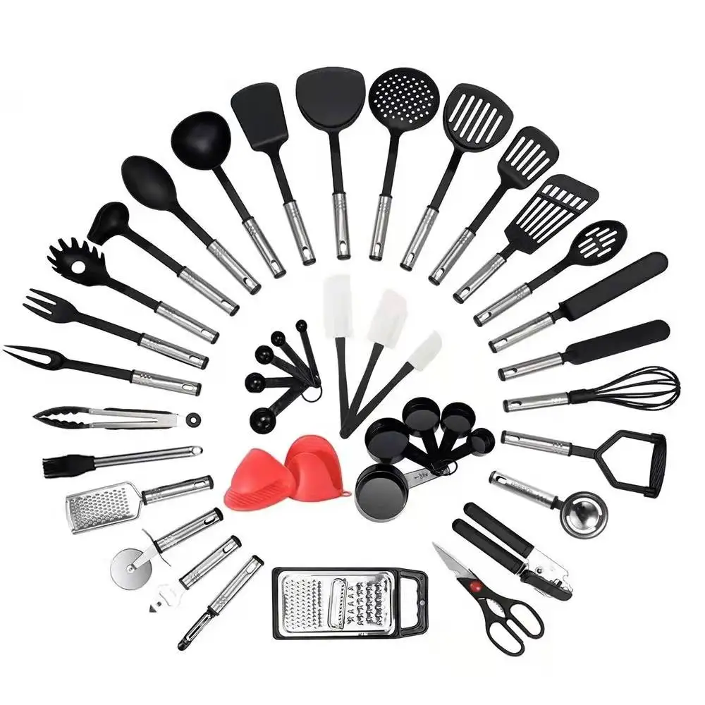 Image of Kitchen Gadgets 42 Piece Nylon And Stainless Steel Utensils Set With Cooking Baking Kitchen Set Spatula Set