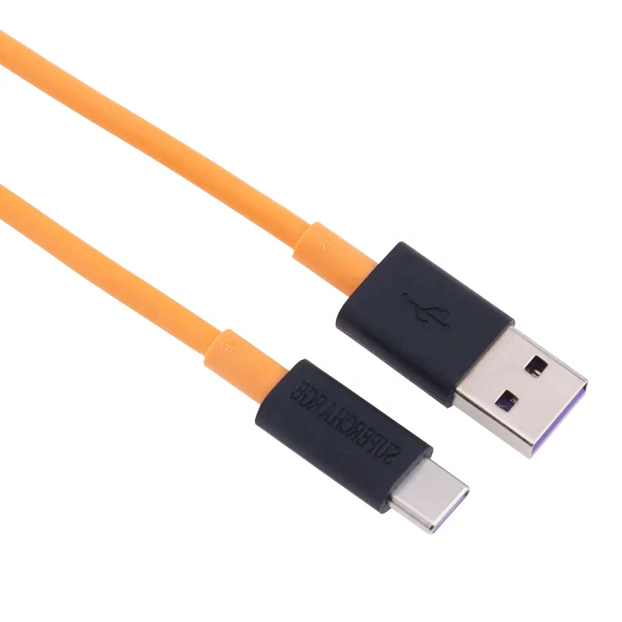 

1M 5A Super Fast Charging USB Cable Orange Data Cord 8Pin Type C Micro Charger for iPhone Xiaomi Samsung Mobile Phone Cables