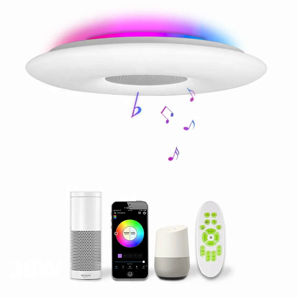 WiFi smart Ceiling Lamp 68W With blue-tooth Speaker App Remote Control Smart Lights  Work With Amazon Alexa Google Home XG68-SP