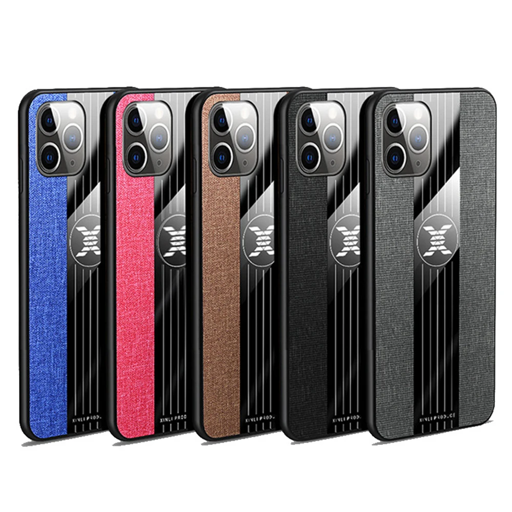 OTAO Metal Ring Cloth Phone Case For iPhone 11Pro XS MAX XR X 8 7 6 6s Plus Matte Fashion Stand Holder Coque Celular Caso