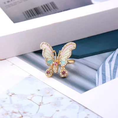 

Hot Sale New Colorful Diamond Enamel Butterfly Ring Shiny Cubic Zirconia Butterfly Ring for Women Jewelry