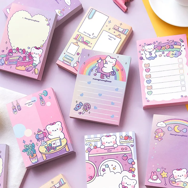 

100 Pieces/Pack Message Notepad Confession Strategy Series Cute Bear Message Memo Memo Material Paper 8 Models