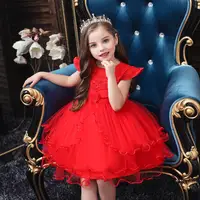 

New European Style Flower Girl Dresses Fluffy Children's Ball Dresses for 6 years Layered modeling Birthday Evening Dresses