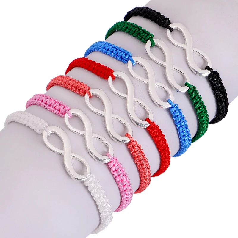 

New Women Male Lovers Friendship Hot Gift Handmade Woven Multi-color Infinity Braid Rope String Adjustable Horoscope Bracelet, Customized color