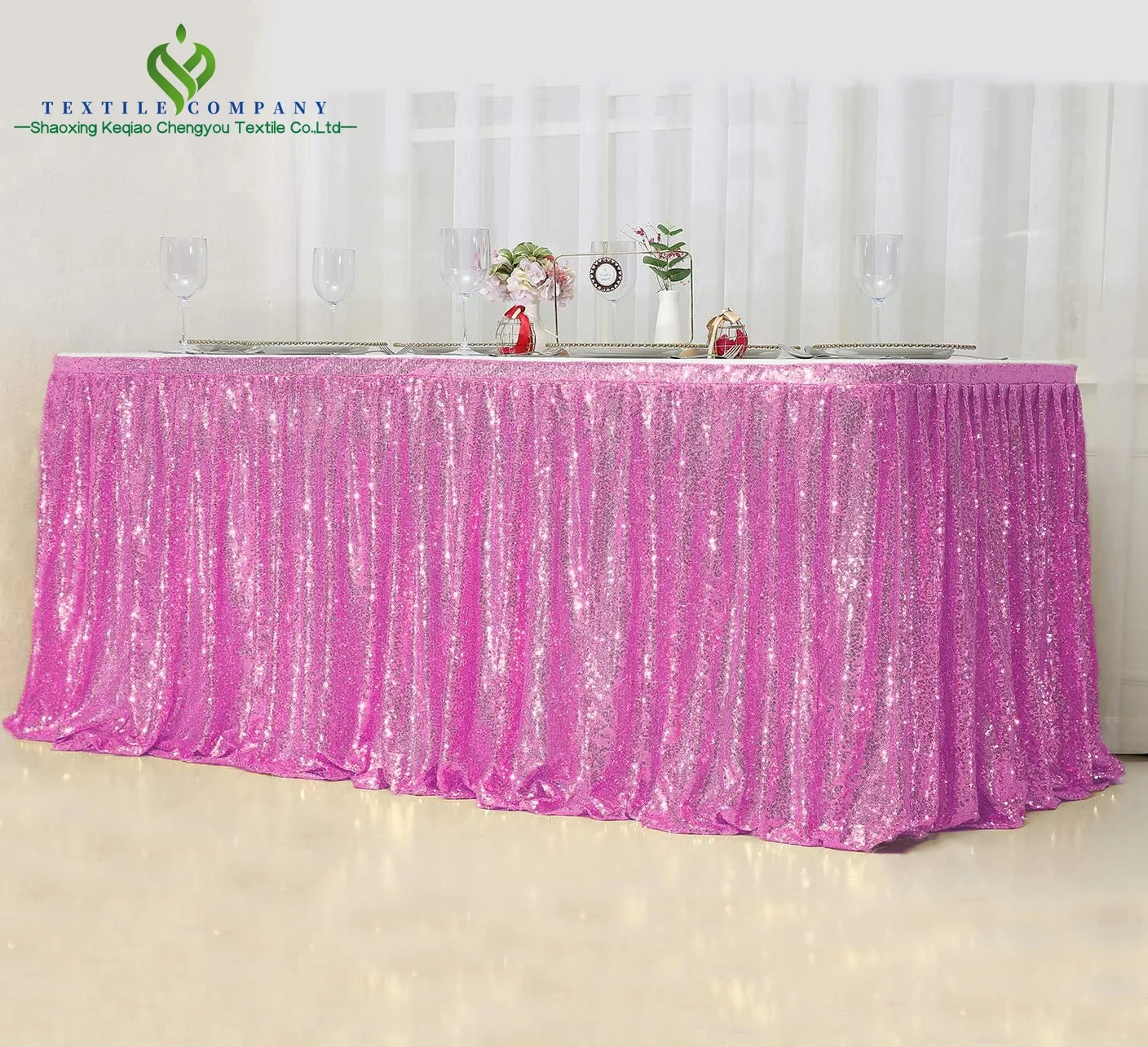 
quality guarantee gold sequin wedding birthday table cloth skirts ruffled table skirt  (1600119092817)