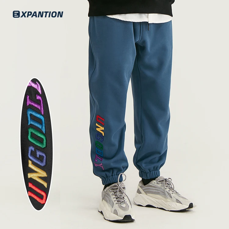 

EXP stylish hip hop factory wholesale loose blank OEM custom embroidery winter unisex sweat joggers, 4 color