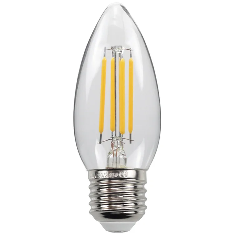 

110V 220V C35 E27 E26 4W Edison Vintage Filament Clear Candle Globe Light Lamp Bulb