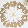 Linen Heart-shaped card with ribbon bow Personalized custom digital flags Table Card Party wedding home decoration