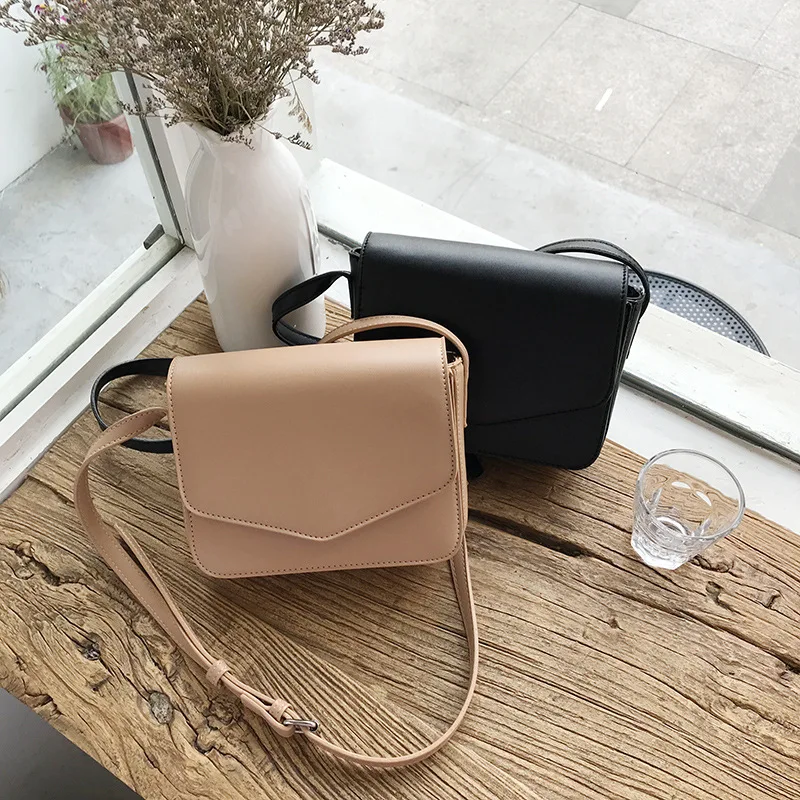 

2021 New PU material compact simple button single shoulder bag wholesale girls shopping wallet and phone handbags, 2 colors