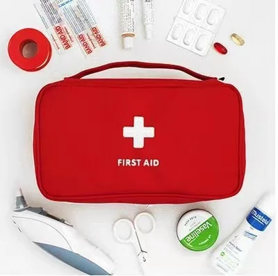 

2021 Outing Portable First Aid Box Tote Bag Small Tote Bag Camping Travel First Aid Kit, Red, blue, gray