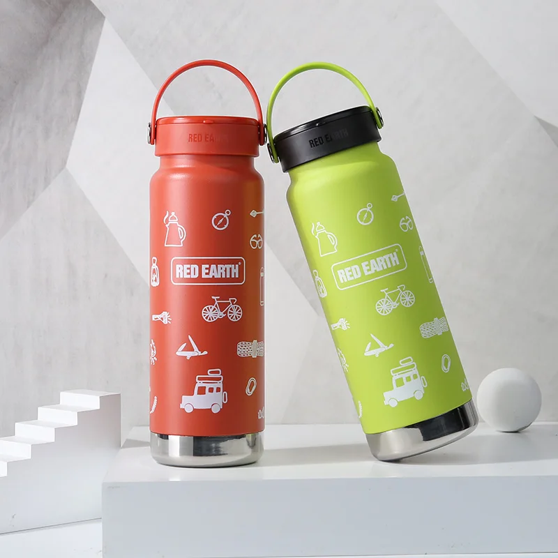 

travel stainless steel double wall cooper hiking sports 0.75 litre water bottle, Blue, red, black, white