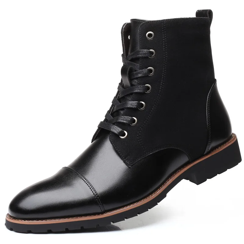

sh10358a Hot style leather boots men high cut winter boots men