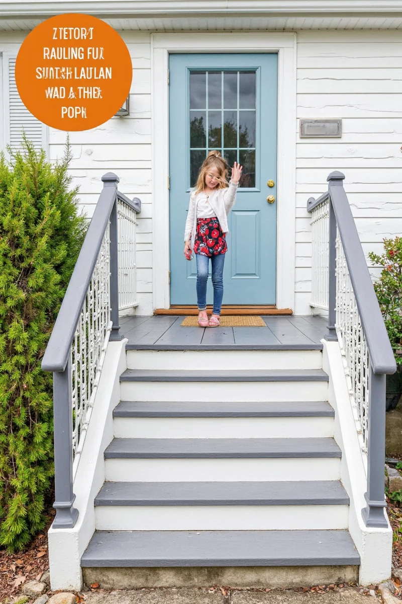 Wooden railing on a family-friendly deck