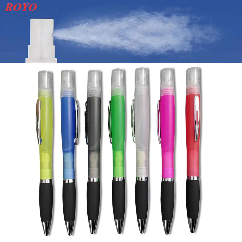 

Hot Selling Promotional Spray Disinfection Ballpoint Pen Sprayer Perfume Bottle Pen Liquid Hand Soap Mosquito Repellent Pen, 7 colors and custom