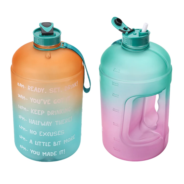 

2020 amazon 3.78L Large Capacity Water Bottle Motivational Time Marker Fitness Sports Water Bottle for Outdoor Lovers, Customized color
