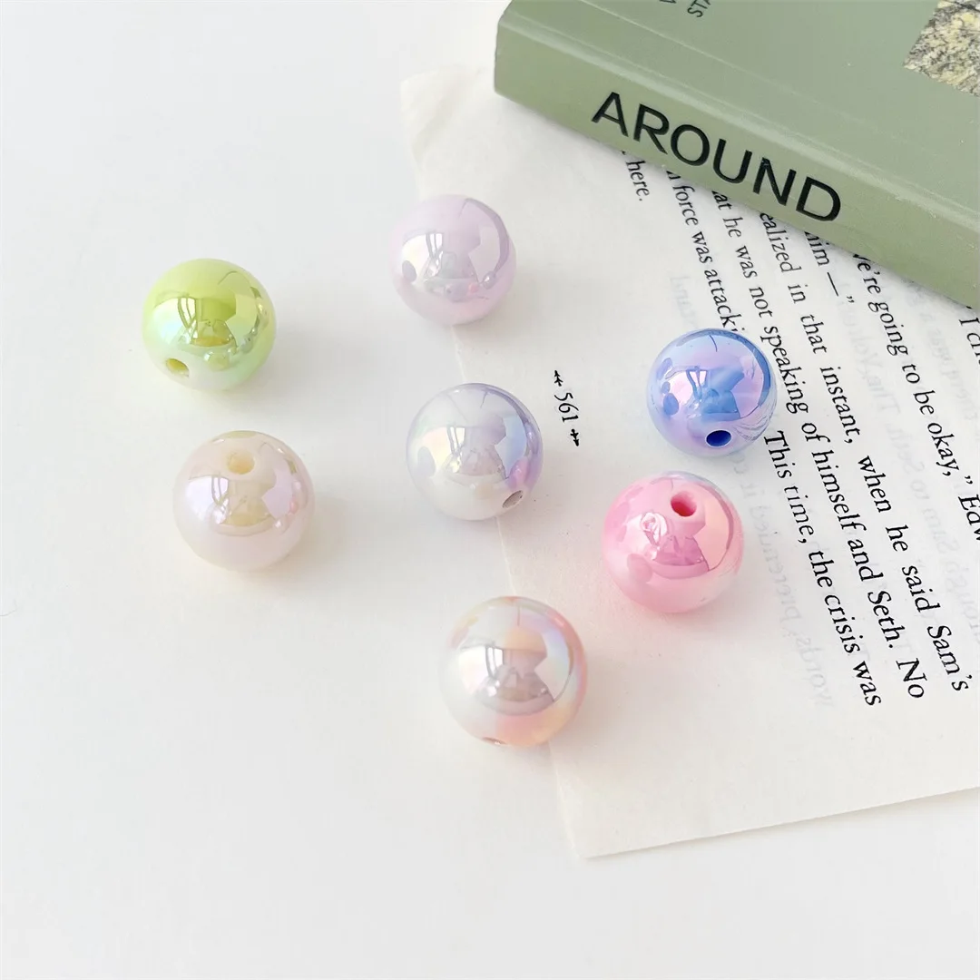 

JC Crystal New Design UV Plating Color 15mm Round Acrylic Beads Wholesale Plastic Loose Beads for DIY Bracelets