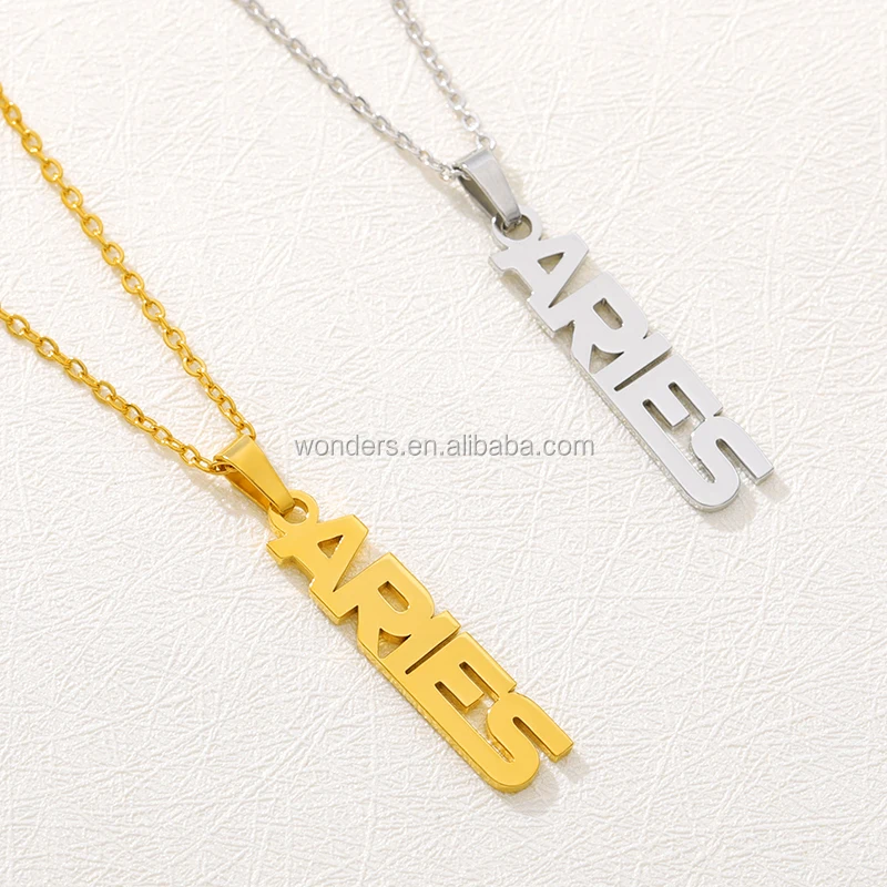 

12 Zodiac Sign Pendant Necklace Stainless Steel Jewelry Gold 2020 New Necklace ARIES GEMINI LEO VIRGO