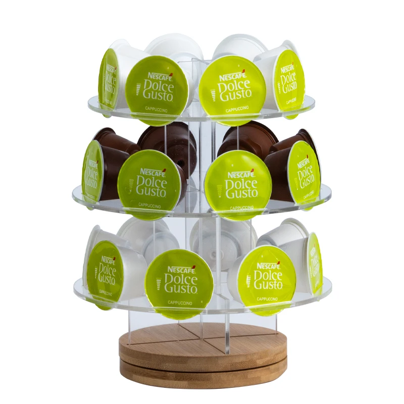 

Bamboo coffee pod storage nespresso capsule organizer k-cup acrylic dolcegusto capsules holder, Customized color