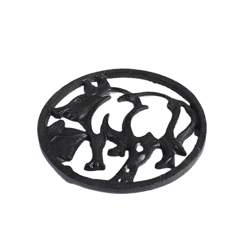 

Cast Iron Trivet Decorative Trivet Mat- Heavy Duty Hot Pot Holder Pads, Non-slip Insulation Placemat with Vintage Pattern, Rusty or custom