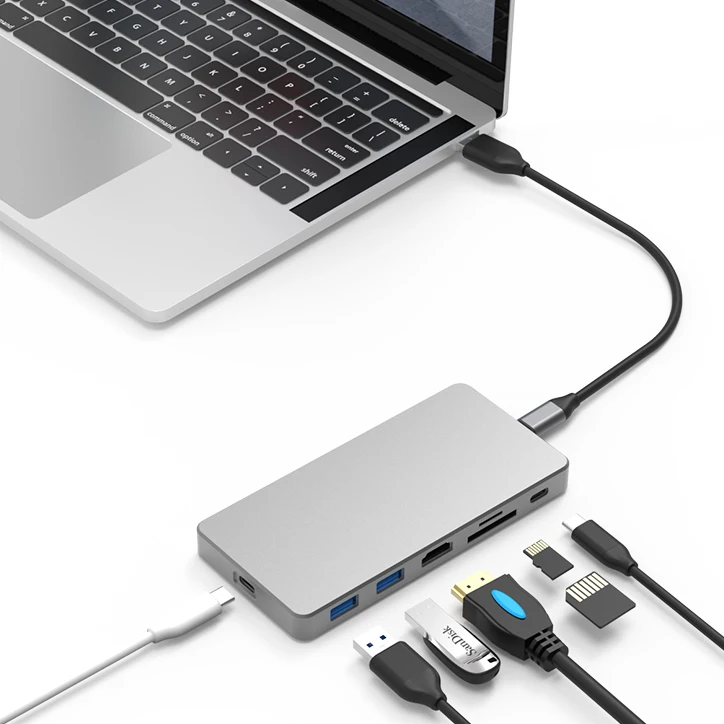 

7 In 1 Type C Hub With Ssd Slot For M.2 Nvme Enclosure 7 In 1 Usb C Hub For Laptop