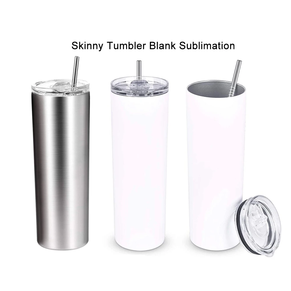 

Factory Wholesale Stainless Steel 20 Oz Skinny White Blanks Sublimation Tumbler with Lid Straw