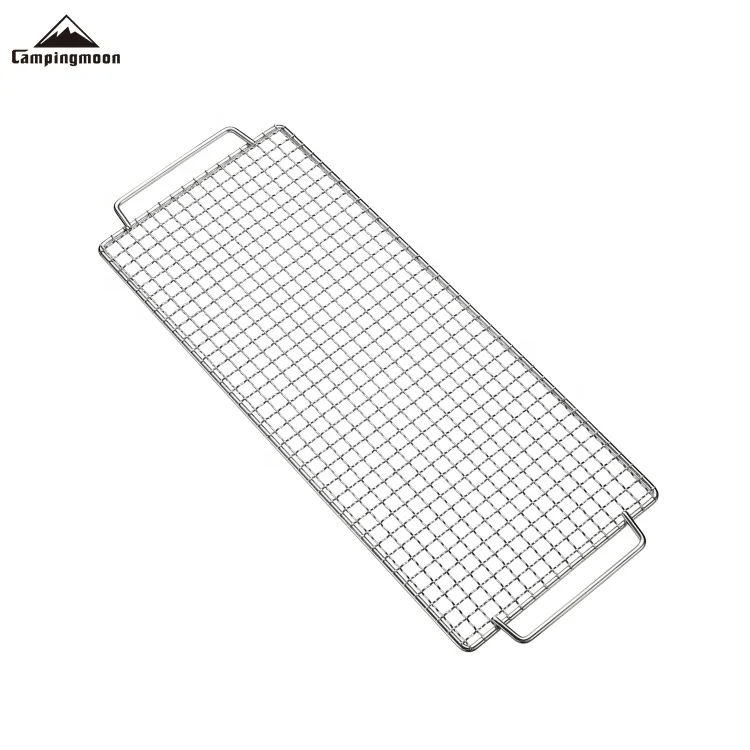 

CAMPINGMOON Barbecue Net Campfire Grill Net Portable Multi-Point Support Roast Meat Stainless Steel Barbecue Net