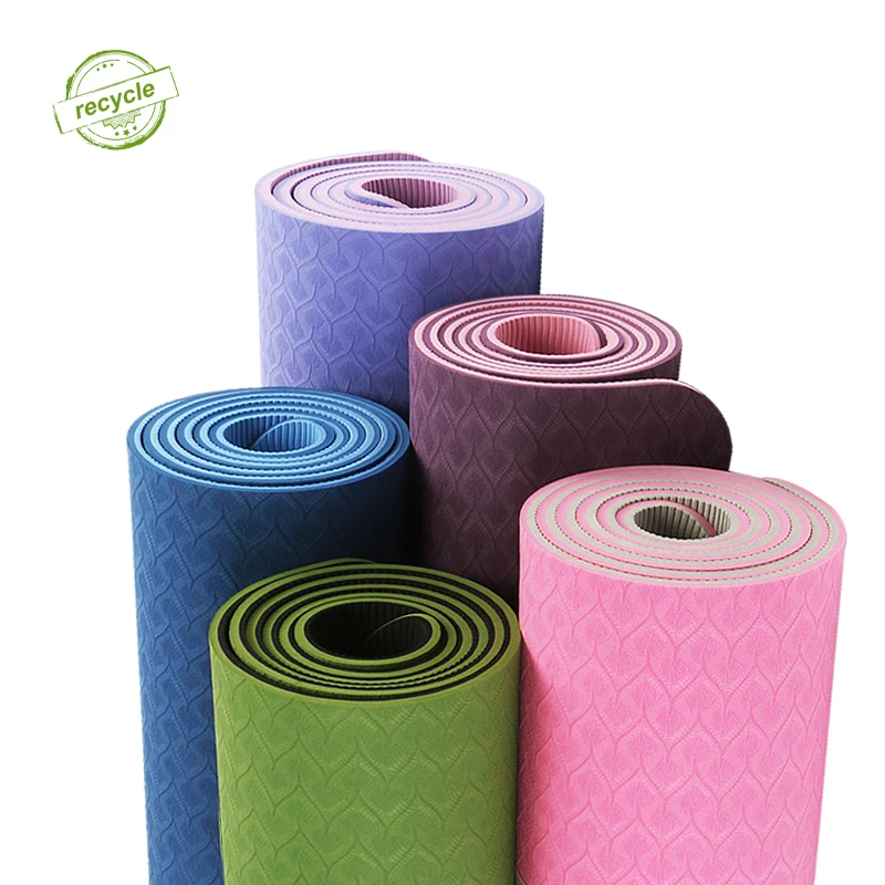 

Anti- tear Eco-friendly material non-toxic green and black TPE yoga matt, Blue,pink, purple, green