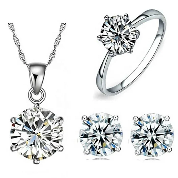 

Fashion Jewelry Cubic Zirconia Necklace Ring Stud Earrings Jewelry Sets for Women