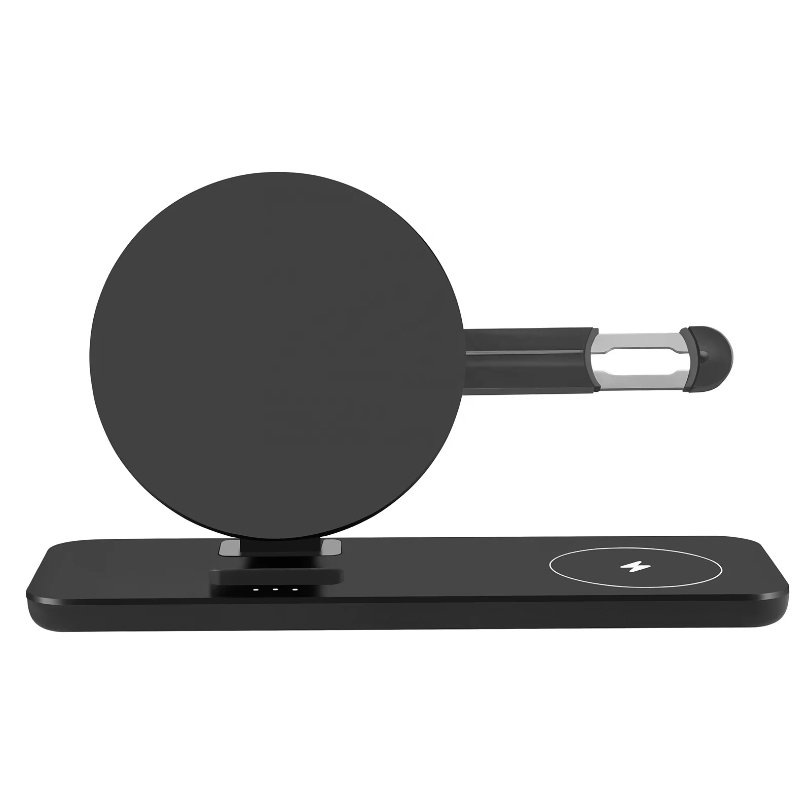 

2021 Newest 15W 3 in 1 Wireless Charger Stand for SmartPhone & Apple Watch & AirPods, Black with rubber coating finishes