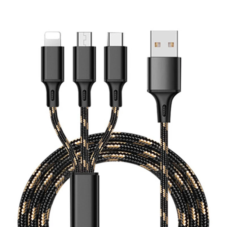 fast charge pvc or braided 0.5m 1m 1.2m 1.5m 1.8m 2m 3m 5v 3a usb 3 in 1 data cable for mobile - ANKUX.COM