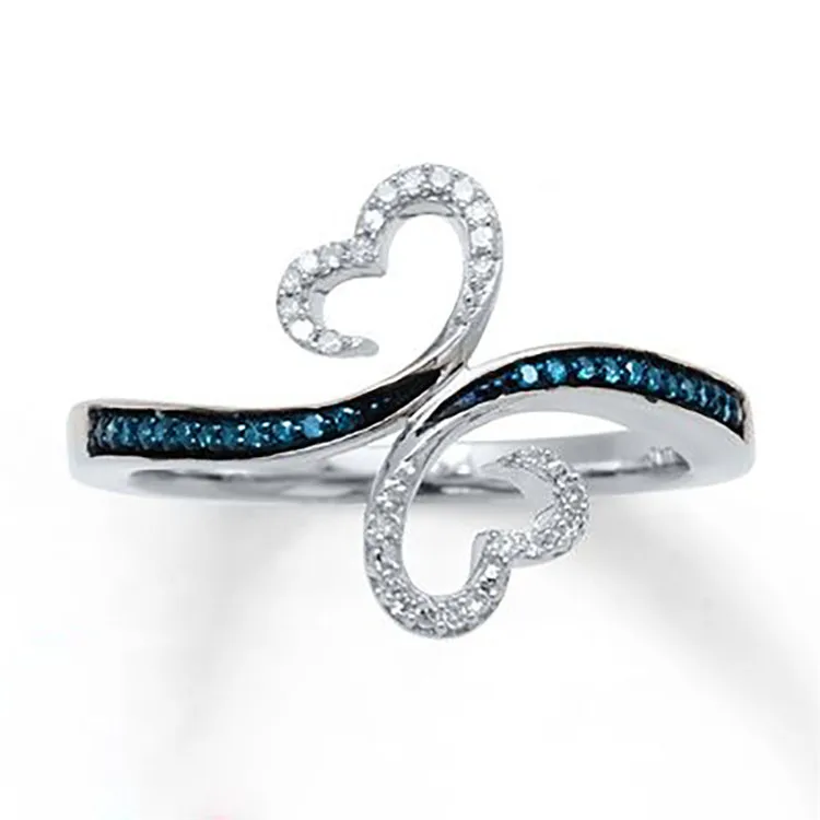 

Simple hollow butterfly-shaped cross line inlaid copper ring with zircon, Picture shows