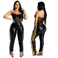 

Hot Popular Long Pants Women Trousers Ladies Tassels Stretch High Waist Pencil Pants Skinny Pu Leather Leggings Women Pants