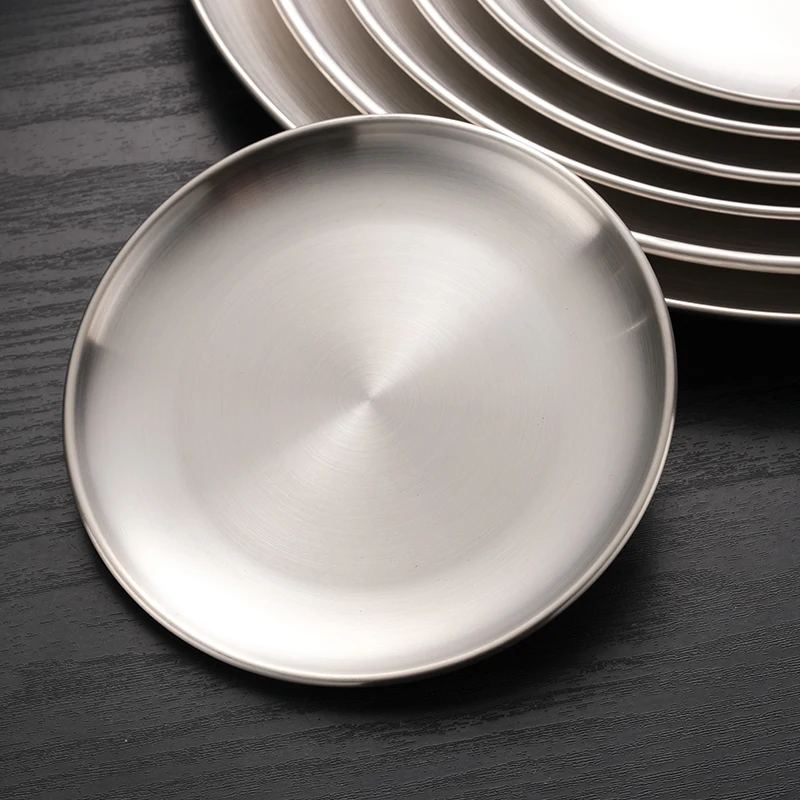 

Stainless Steel Round Plates Dish Set for Dinner Plate Dishes, Black/silver/gold