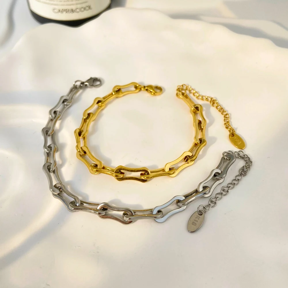 

Street hip-hop style coarse chain Cuban chain titanium steel Gold plated bracelet jewelry joyas de acero inoxidable