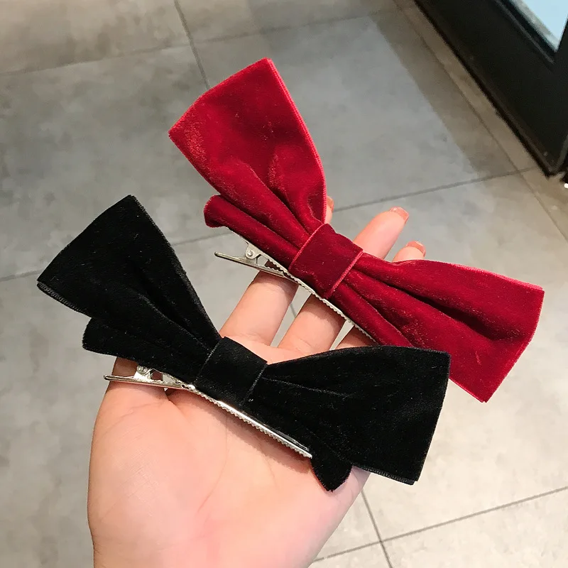 

JUHU Net Red Ins Hairpin Velvet Three-dimensional Bow Top Clip Simple Joker Bangs Clip Side Clip Girl Hairpin Headdress