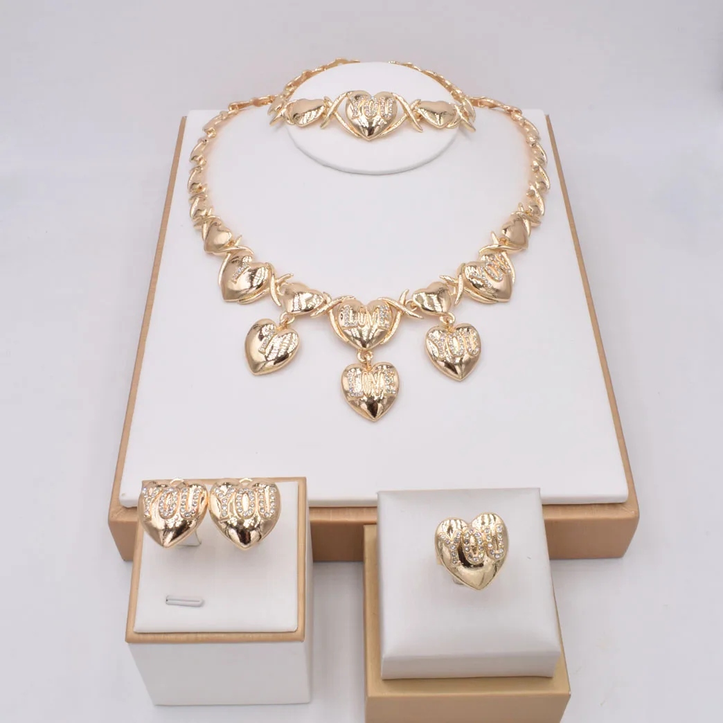 

Fashion Jewellery Wedding Heart Wholesale Women Jewelry Set Gift Party TRENDY Engagement Style NT0135, Gold color