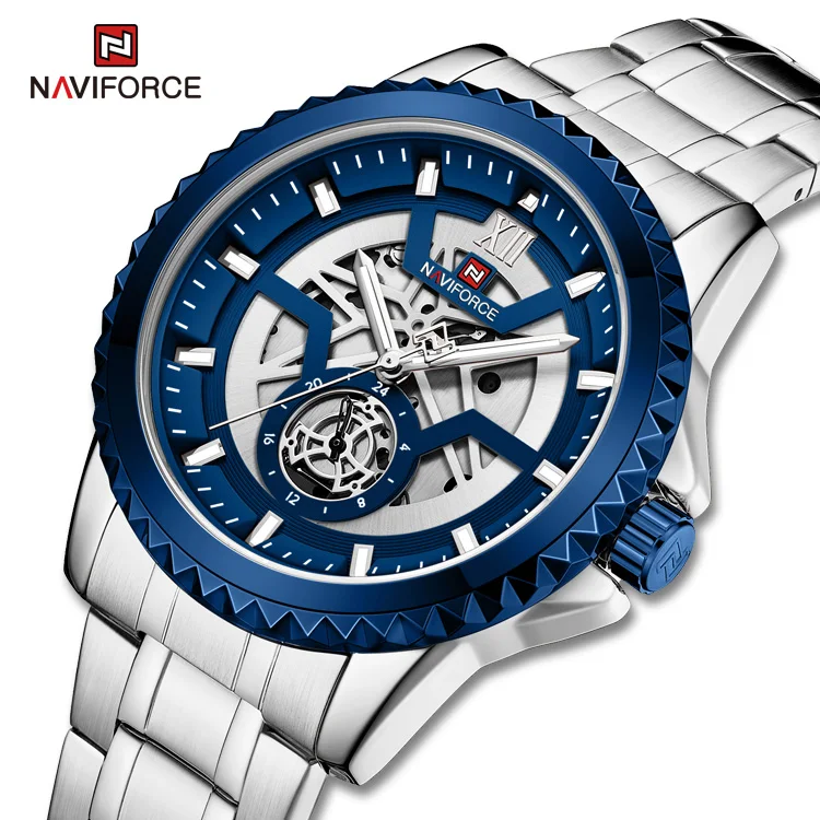 

NAVIFORCE 9186 SBE New Watches Men Luxury Brand Chronograph mens Sports Watches Waterproof Full Steel Quartz Clock