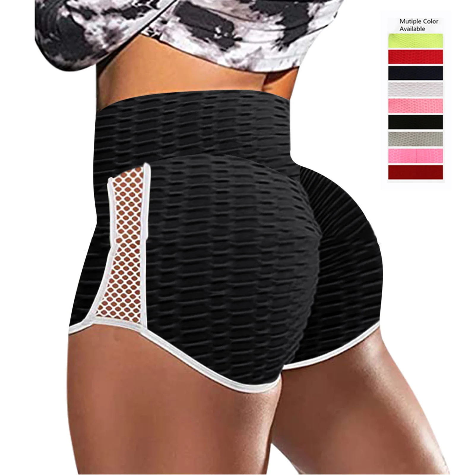 

2021 Summer Polyester Sport Shorts Yoga Dance Short Pants beach Athletic bike Shorts mesh cut out yoga shorts, Any pattern