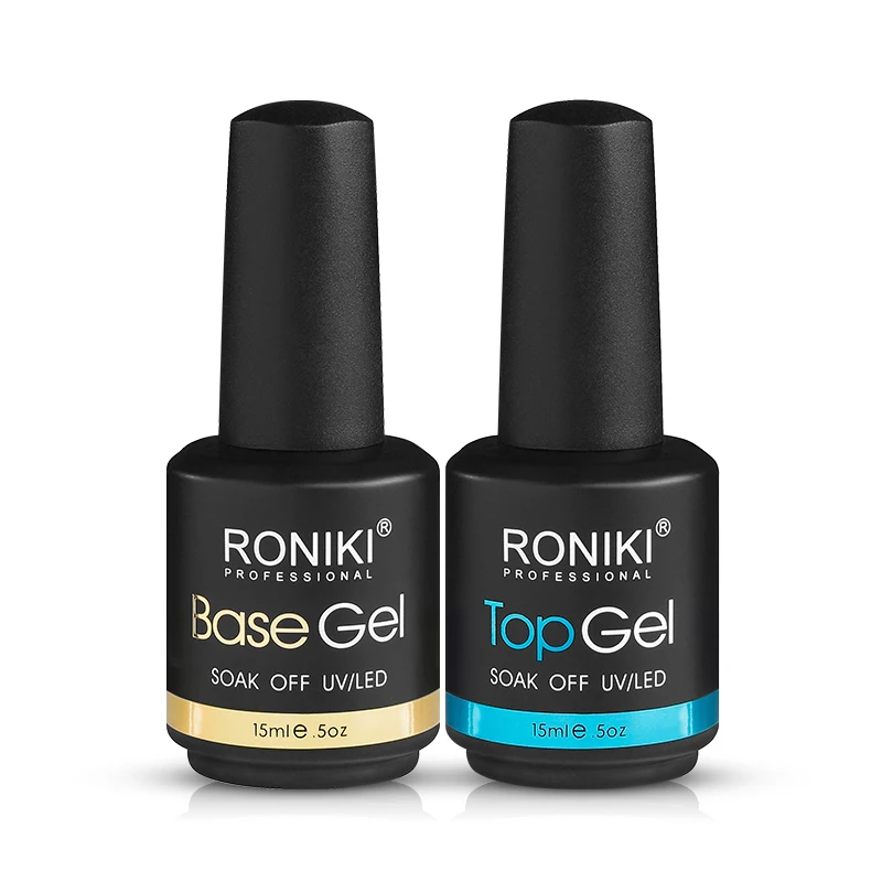 

RONIKI Base and Top Coat Gel Nail Polish No Wipe High Glossy Top Coat and Base Coat Set For Home DIY and Nail Salon